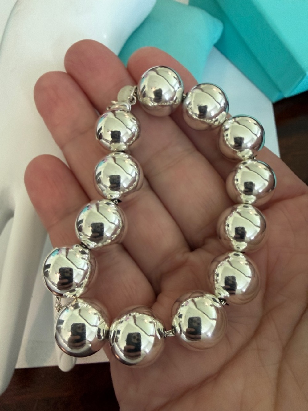 LARGE  14mm Hardware Bead Bracelet - Tiffany & Co. VINTAGE, RARE, RETIRED - Picture 13 of 14